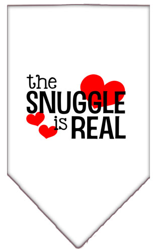 The Snuggle is Real Screen Print Bandana White Small